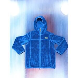 Vintage LL BEAN Jacket Kids / Youth SZ M 10-12 Blue Fleece Full Zip Hoodie